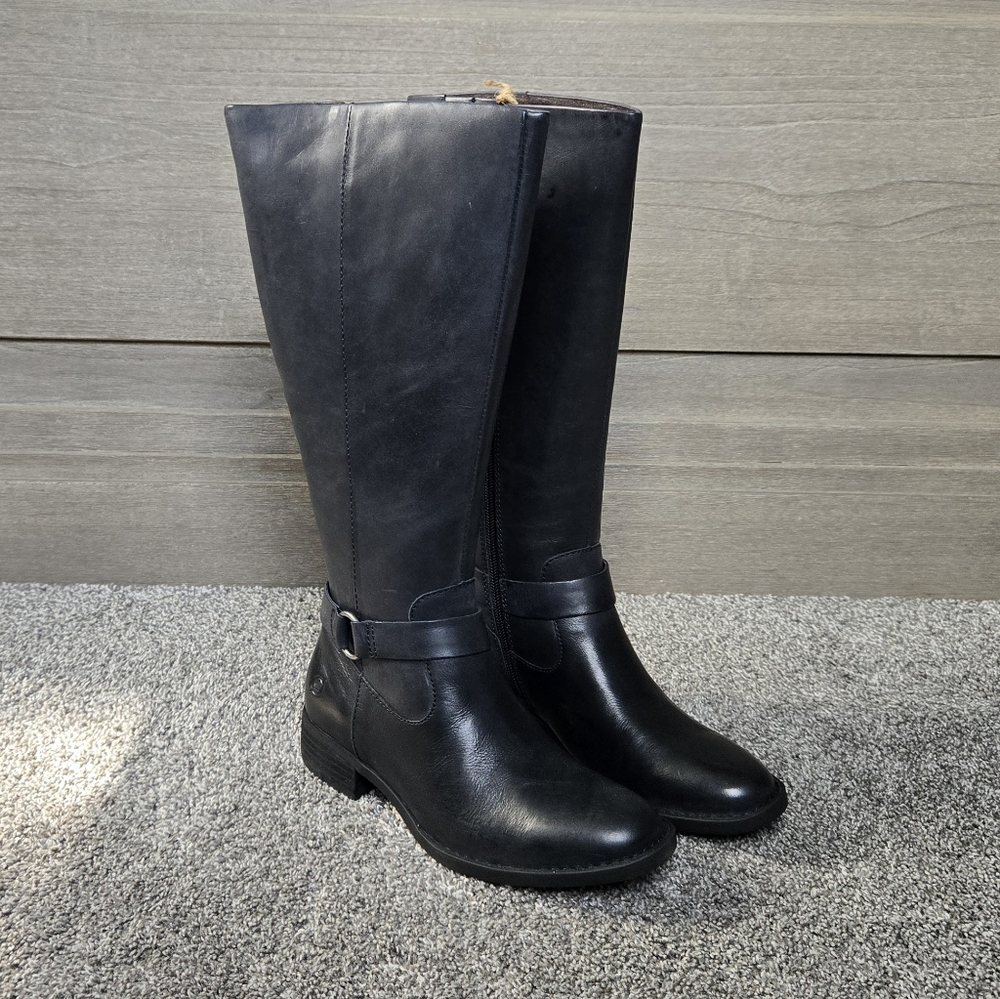 Black Saddler Leather Knee-High Boots wide calf NEW size 6